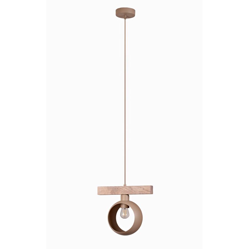 Duolla - Hanglamp aan kabel IRONLINE 1xE27/15W/230V grenen/eiken/beige