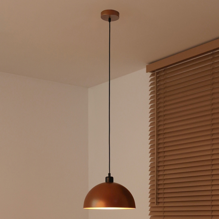 Duolla - Hanglamp aan snoer IRONLINE 1xE27/15W/230V Ø 27 cm koper/zwart