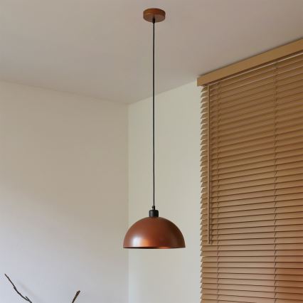 Duolla - Hanglamp aan snoer IRONLINE 1xE27/15W/230V Ø 27 cm koper/zwart