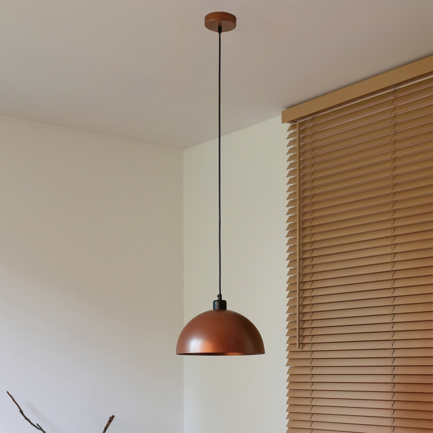 Duolla - Hanglamp aan snoer IRONLINE 1xE27/15W/230V Ø 27 cm koper/zwart