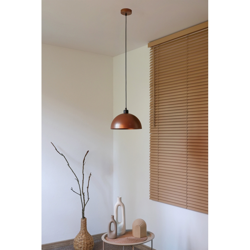 Duolla - Hanglamp aan snoer IRONLINE 1xE27/15W/230V Ø 27 cm koper/zwart
