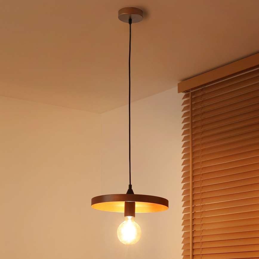 Duolla - Hanglamp met kabel IRONLINE 1xE27/15W/230V Ø 30 cm koper/zwart