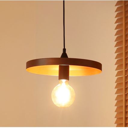Duolla - Hanglamp met kabel IRONLINE 1xE27/15W/230V Ø 30 cm koper/zwart