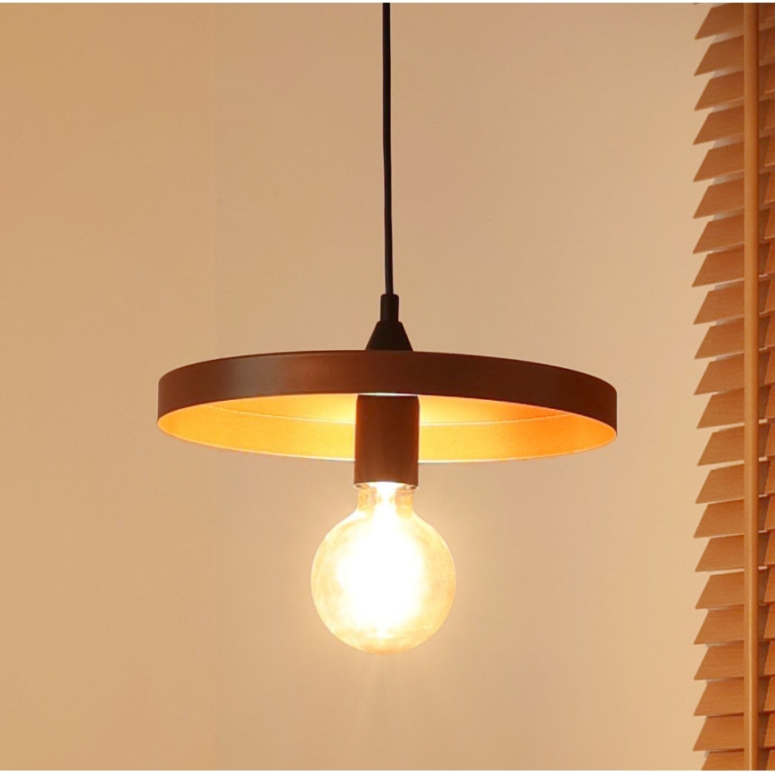 Duolla - Hanglamp met kabel IRONLINE 1xE27/15W/230V Ø 30 cm koper/zwart
