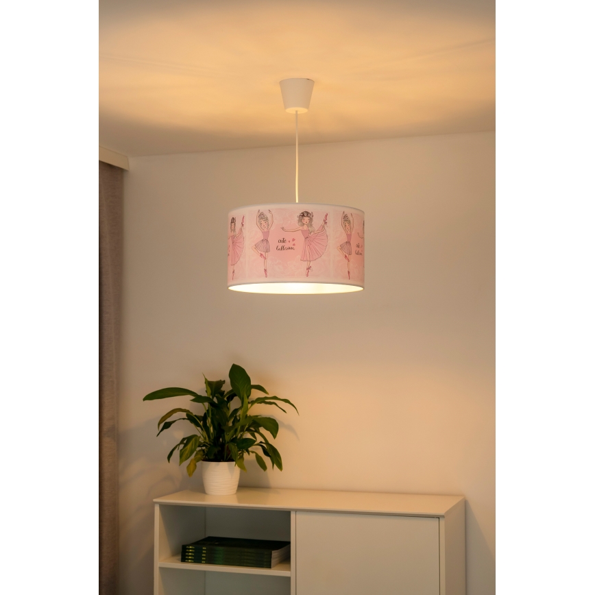 Duolla - Kinder hanglamp aan een koord PRINT M 1xE27/40W/230V diameter 35 cm ballerina's