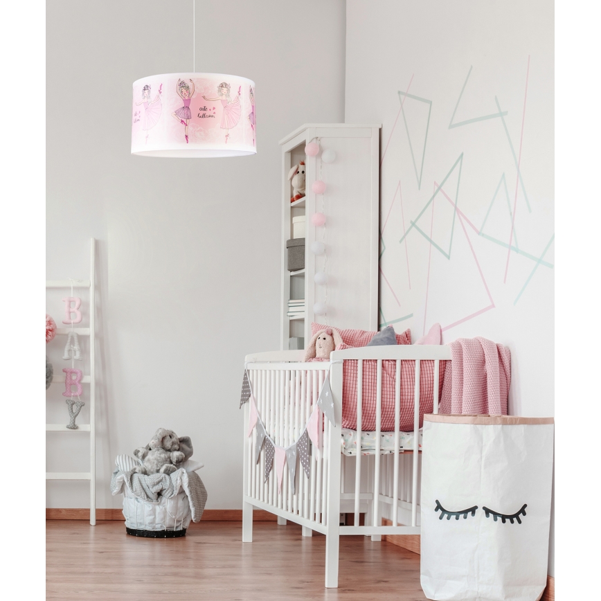 Duolla - Kinder hanglamp aan een koord PRINT M 1xE27/40W/230V diameter 35 cm ballerina's
