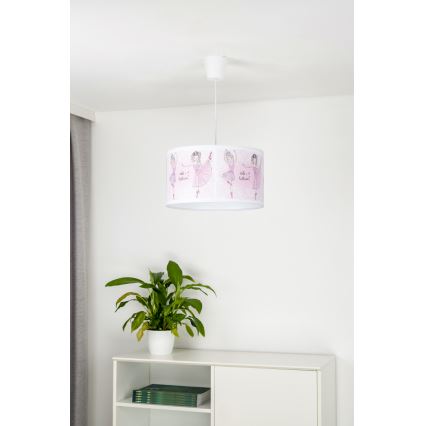 Duolla - Kinder hanglamp aan een koord PRINT M 1xE27/40W/230V diameter 35 cm ballerina's