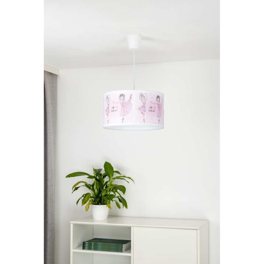 Duolla - Kinder hanglamp aan een koord PRINT M 1xE27/40W/230V diameter 35 cm ballerina's