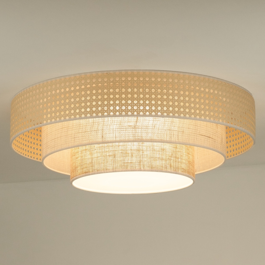 Duolla - LED Plafondlamp LUNETA LED/26W/230V diameter 60 cm 4000K rotan/beige/bruin