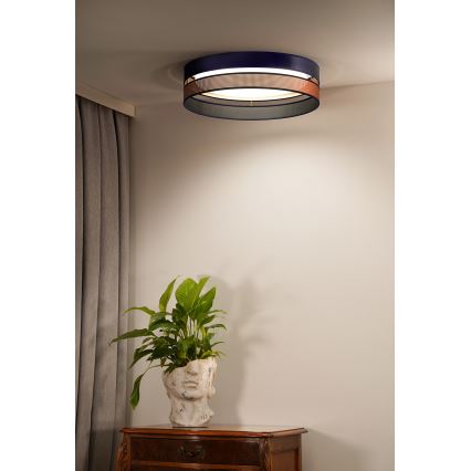 Duolla - LED Plafondlamp ROLLER DUO SHINY LED/24W/230V diameter 45 cm blauw/koper