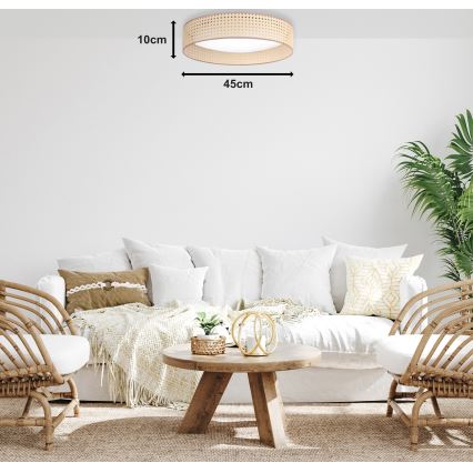 Duolla - LED Plafondlamp ROLLER LED/24W/230V diameter 45 cm rotan