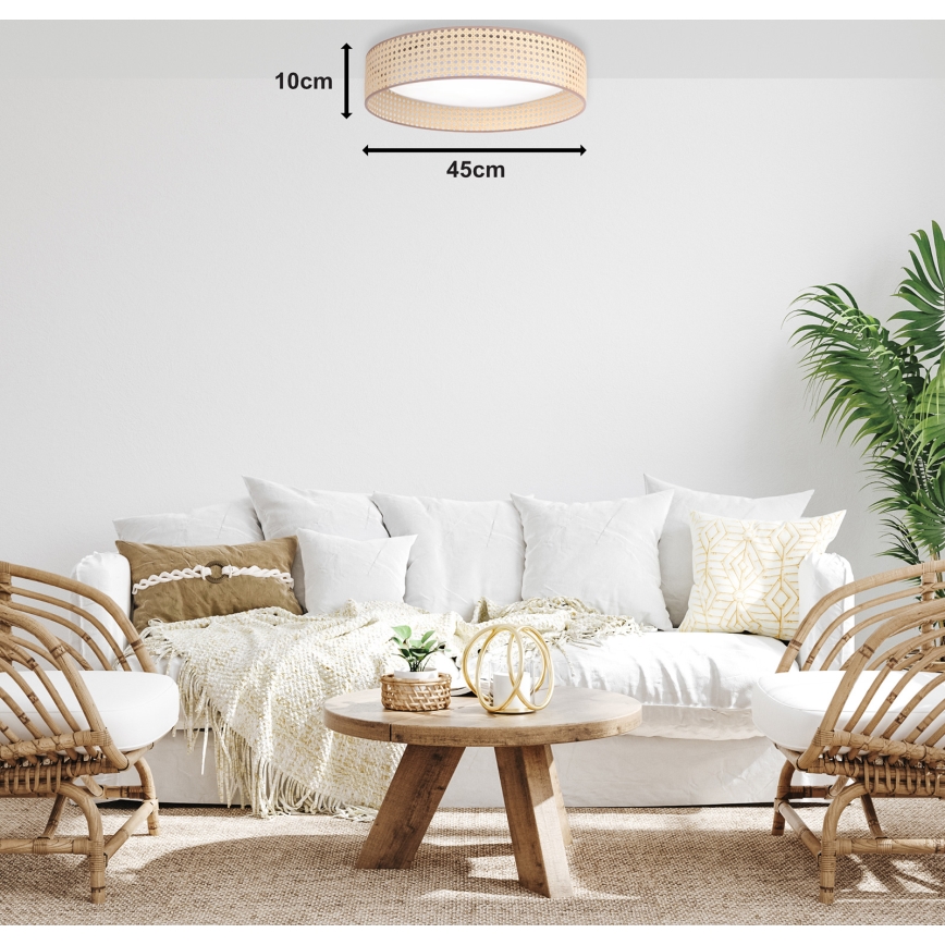 Duolla - LED Plafondlamp ROLLER LED/24W/230V diameter 45 cm rotan