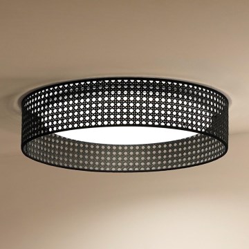 Duolla - LED Plafondlamp ROLLER RATTAN LED/24W/230V diameter 45 cm zwart
