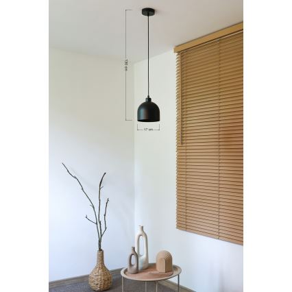 Duolla - Pendellamp aan kabel IRONLINE 1xE27/15W/230V Ø 17 cm zwart