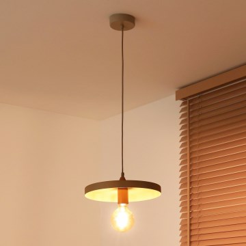 Duolla - Pendellamp aan kabel IRONLINE 1xE27/15W/230V Ø 30 cm beige/koper