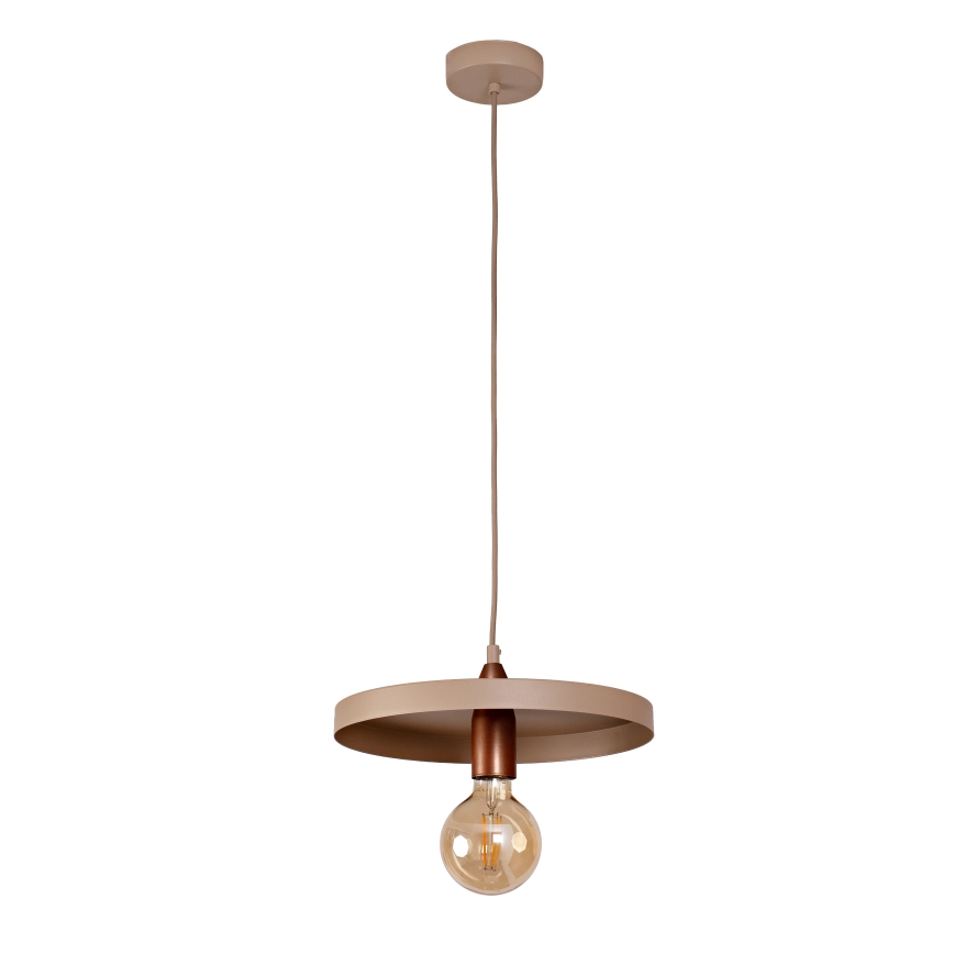 Duolla - Pendellamp aan kabel IRONLINE 1xE27/15W/230V Ø 30 cm beige/koper