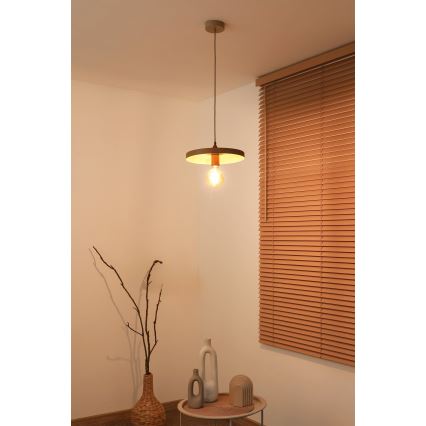Duolla - Pendellamp aan kabel IRONLINE 1xE27/15W/230V Ø 30 cm beige/koper