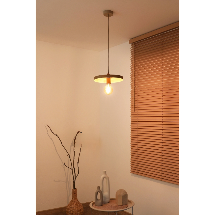 Duolla - Pendellamp aan kabel IRONLINE 1xE27/15W/230V Ø 30 cm beige/koper