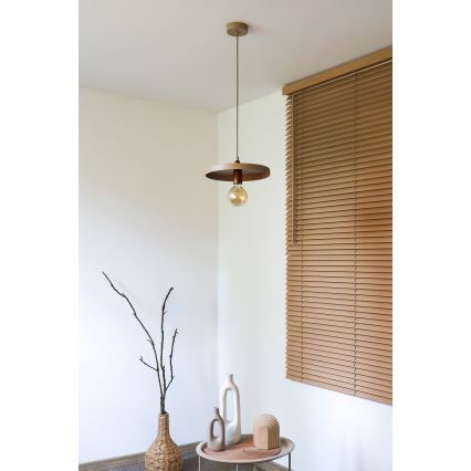 Duolla - Pendellamp aan kabel IRONLINE 1xE27/15W/230V Ø 30 cm beige/koper