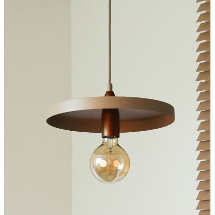 Duolla - Pendellamp aan kabel IRONLINE 1xE27/15W/230V Ø 30 cm beige/koper