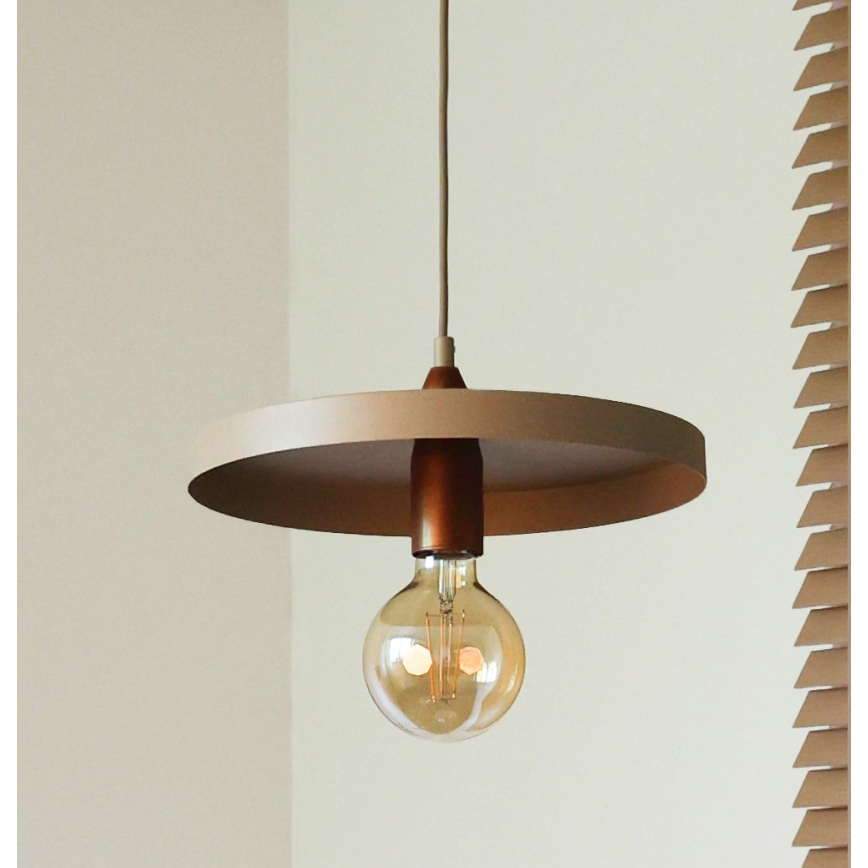Duolla - Pendellamp aan kabel IRONLINE 1xE27/15W/230V Ø 30 cm beige/koper