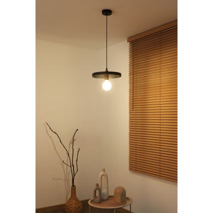 Duolla - Pendellamp met snoer IRONLINE 1xE27/15W/230V Ø 30 cm zwart/koper