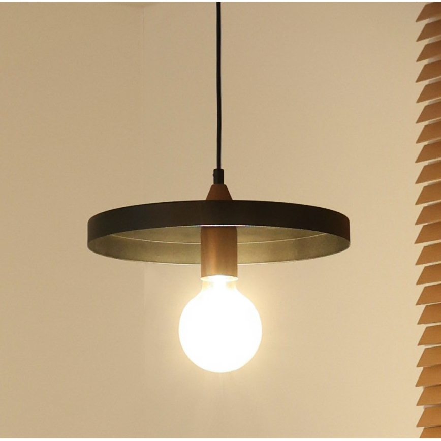 Duolla - Pendellamp met snoer IRONLINE 1xE27/15W/230V Ø 30 cm zwart/koper