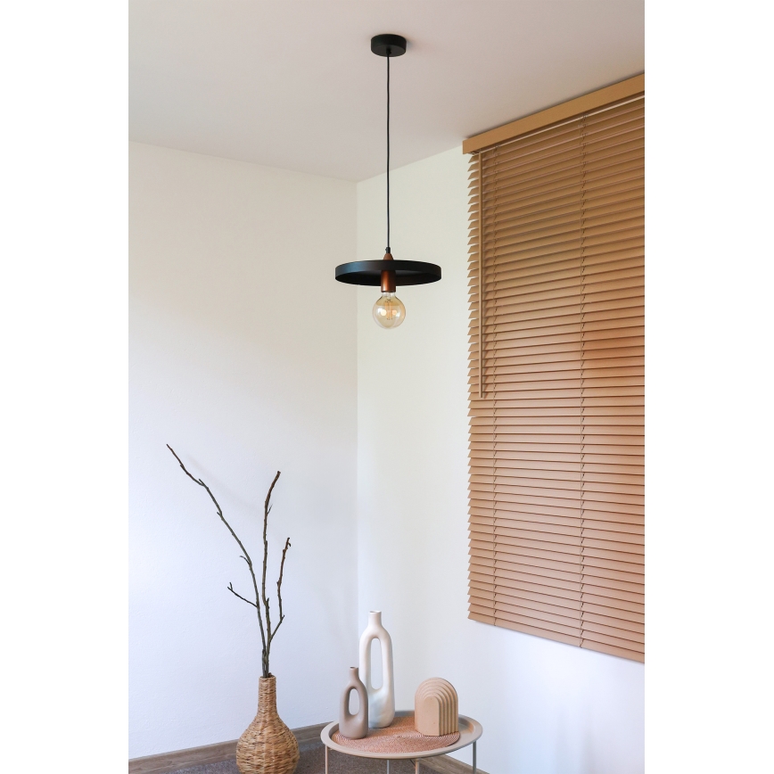 Duolla - Pendellamp met snoer IRONLINE 1xE27/15W/230V Ø 30 cm zwart/koper