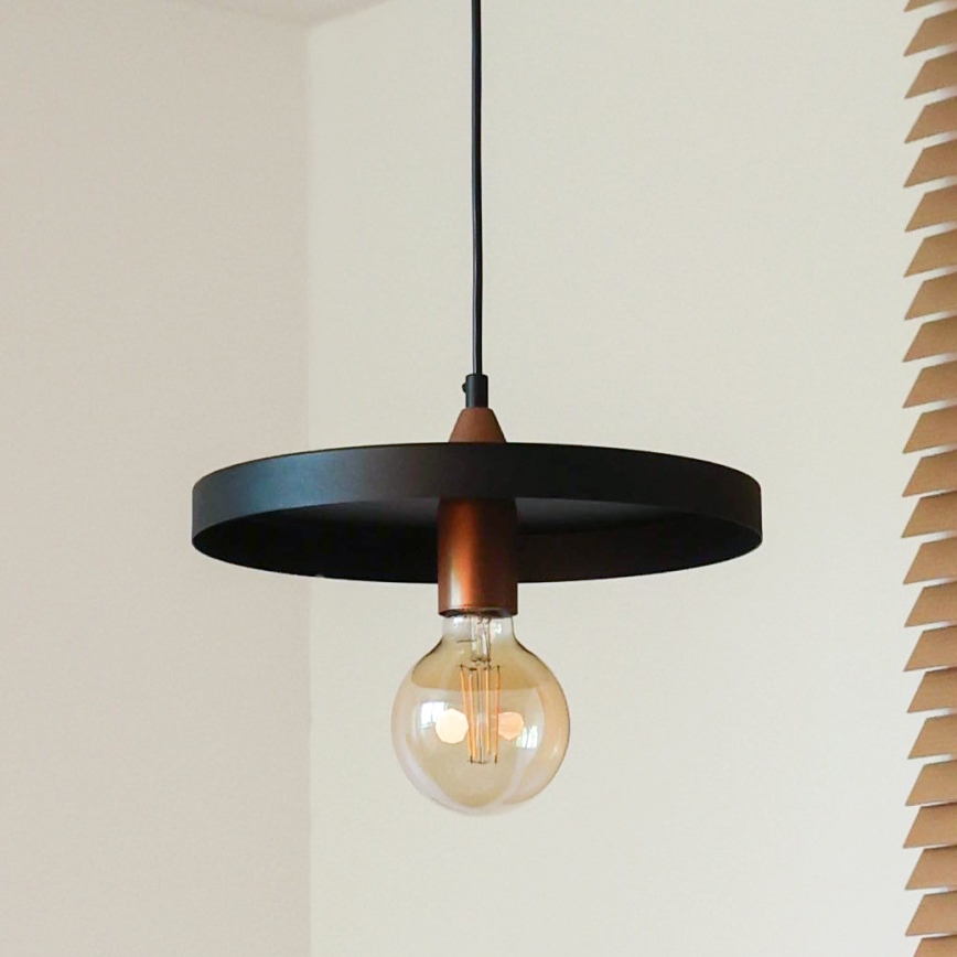 Duolla - Pendellamp met snoer IRONLINE 1xE27/15W/230V Ø 30 cm zwart/koper