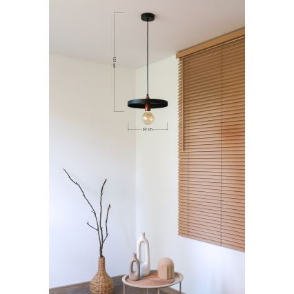 Duolla - Pendellamp met snoer IRONLINE 1xE27/15W/230V Ø 30 cm zwart/koper