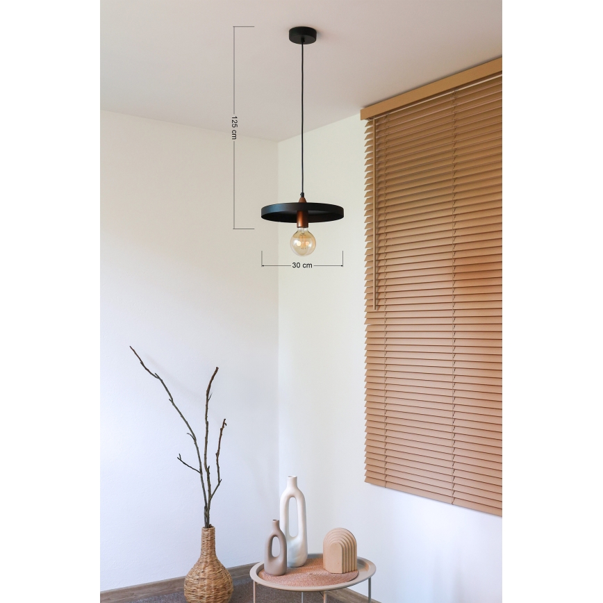 Duolla - Pendellamp met snoer IRONLINE 1xE27/15W/230V Ø 30 cm zwart/koper