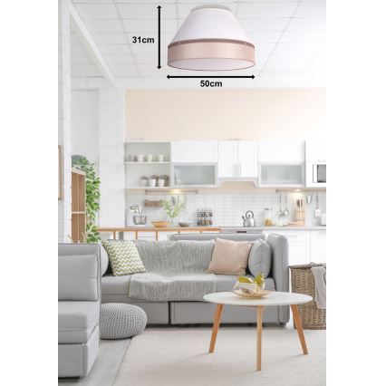 Duolla - Plafondlamp AVIGNON 1xE27/15W/230V diameter 50 cm wit/beige