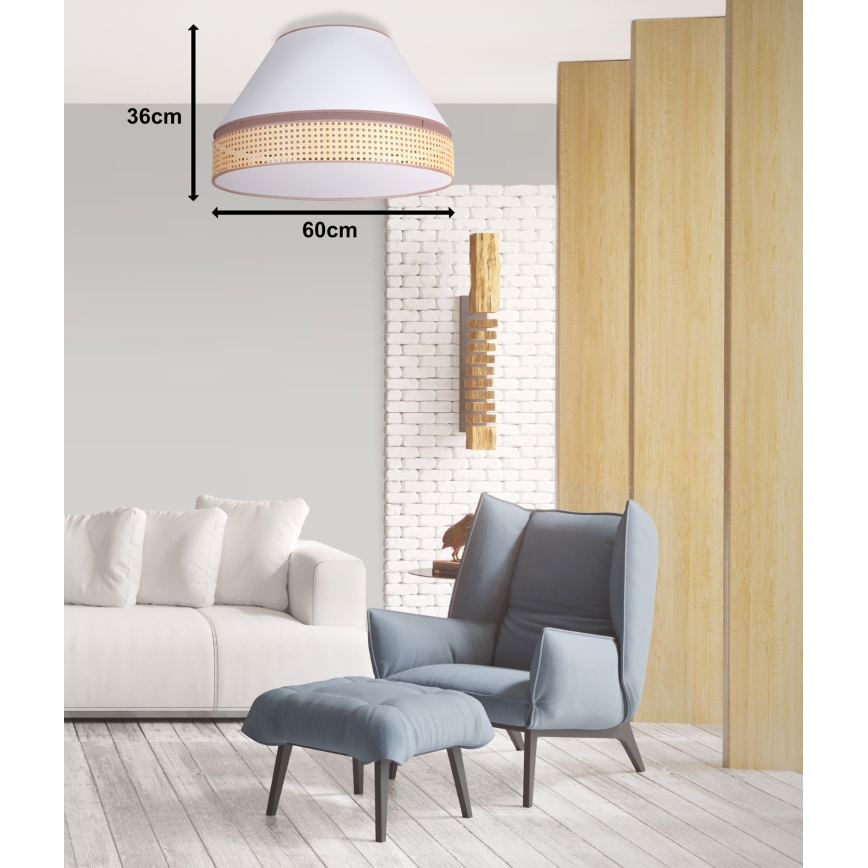 Duolla - Plafondlamp AVIGNON 3xE27/15W/230V diameter 60 cm wit/rotan