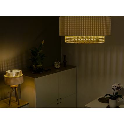 Duolla - Plafondlamp BOHO 3xE27/15W/230V diameter 60 cm crème/rotan