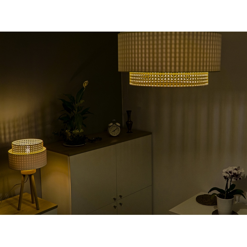 Duolla - Plafondlamp BOHO 3xE27/15W/230V diameter 60 cm crème/rotan