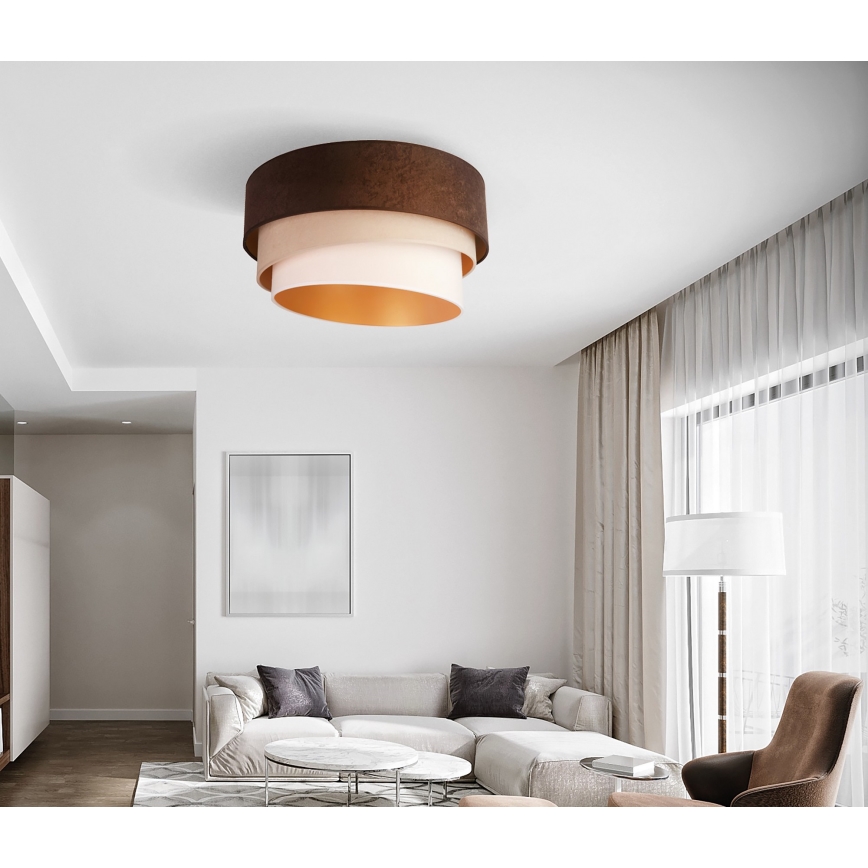 Duolla - Plafondlamp DEVON 1xE27/40W/230V diameter 45 cm bruin/beige