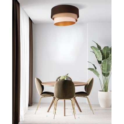 Duolla - Plafondlamp DEVON 1xE27/40W/230V diameter 45 cm bruin/beige