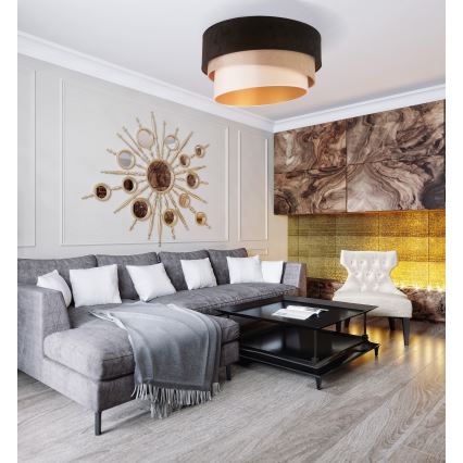Duolla - Plafondlamp DEVON 1xE27/40W/230V diameter 45 cm zwart/beige