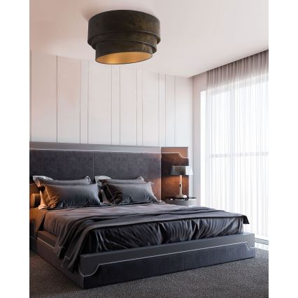 Duolla - Plafondlamp DEVON 1xE27/40W/230V diameter 45 cm zwart/goud