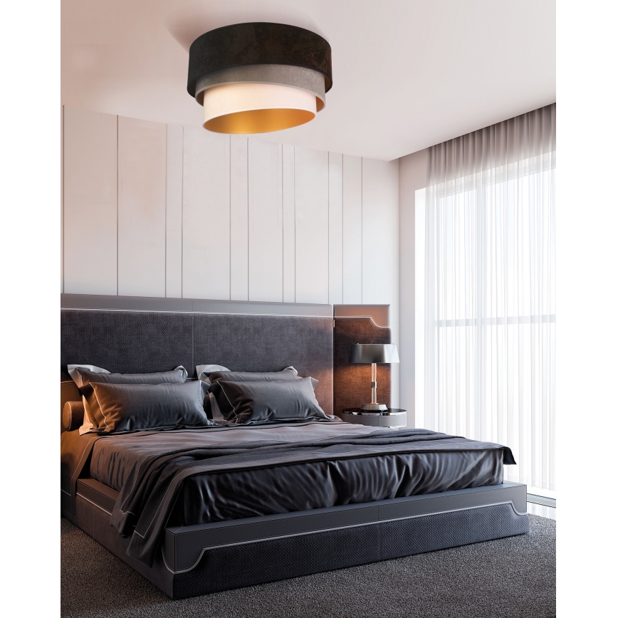 Duolla - Plafondlamp DEVON 1xE27/40W/230V diameter 45 cm zwart/grijs/beige