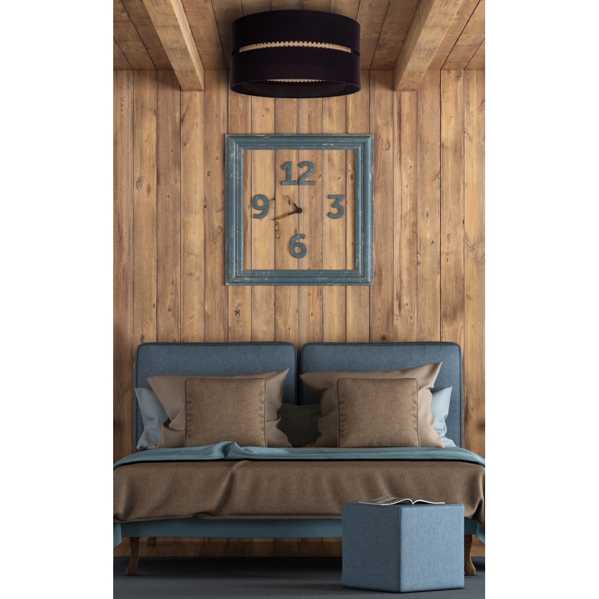 Duolla - Plafondlamp DUO 1xE27/15W/230V diameter 40 cm zwart/rotan