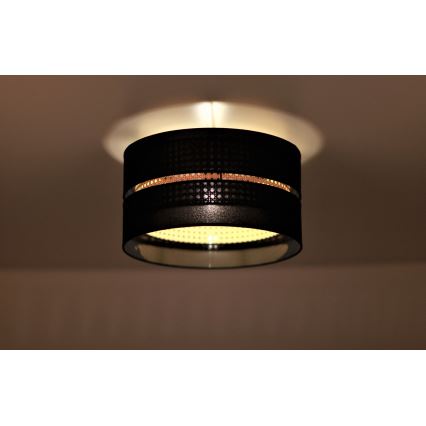 Duolla - Plafondlamp DUO 1xE27/15W/230V diameter 40 cm zwart/rotan
