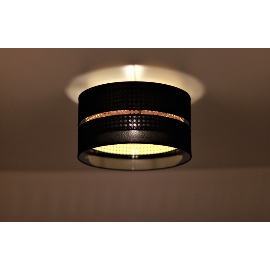Duolla - Plafondlamp DUO 1xE27/15W/230V diameter 40 cm zwart/rotan