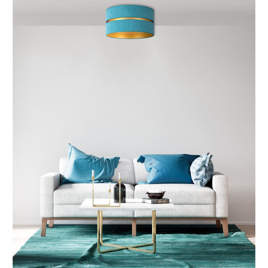 Duolla - Plafondlamp DUO 1xE27/40W/230V diameter 40 cm turquoise/goud