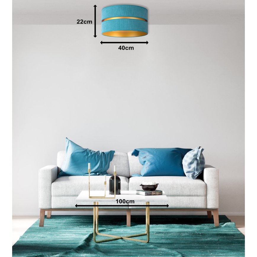 Duolla - Plafondlamp DUO 1xE27/40W/230V diameter 40 cm turquoise/goud