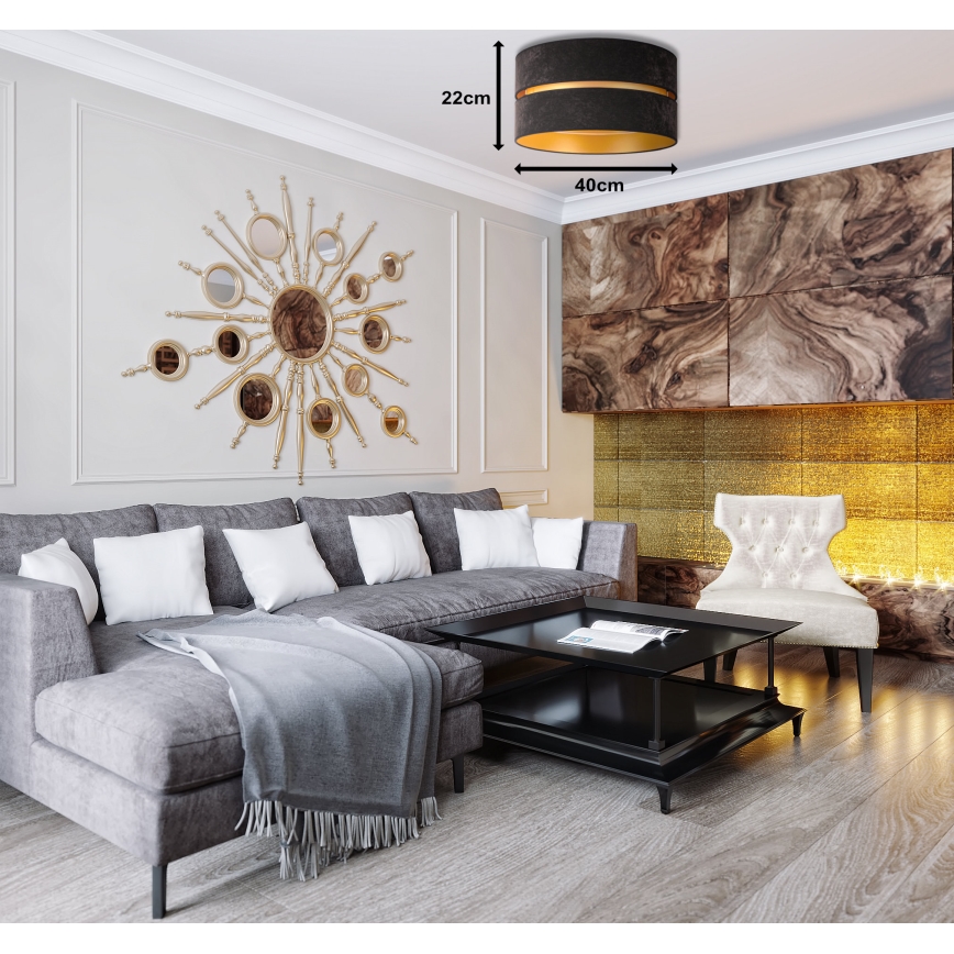 Duolla - Plafondlamp DUO 1xE27/40W/230V diameter 40 cm zwart/goud