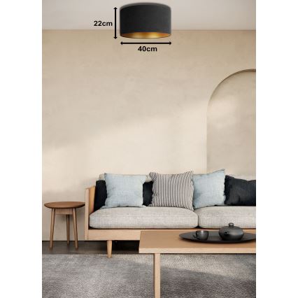 Duolla - Plafondlamp ROLLER 1xE27/15W/230V diameter 40 cm zwart/gouden