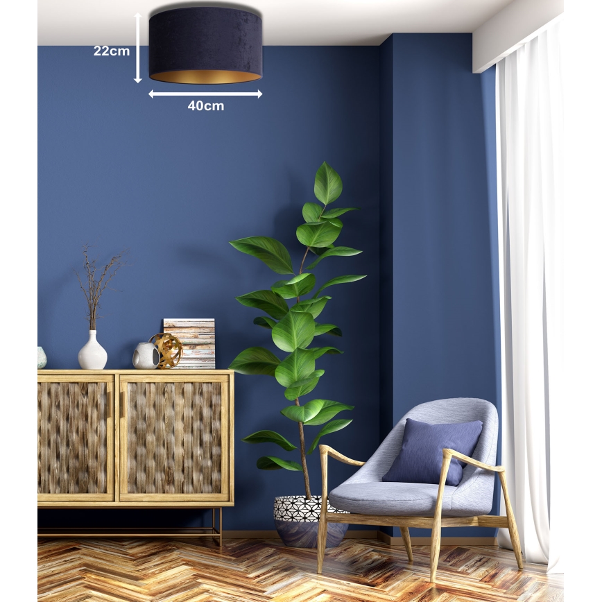 Duolla - Plafondlamp ROLLER 1xE27/15W/230V Ø 40 cm blauw/goud