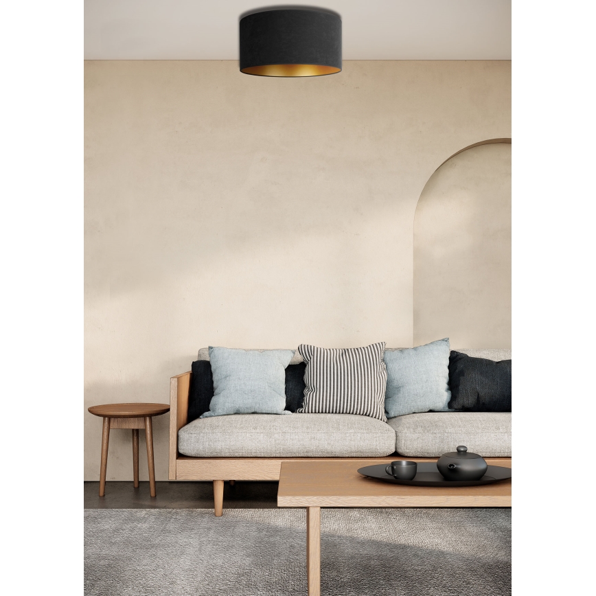 Duolla - Plafondlamp ROLLER 1xE27/15W/230V Ø 40 cm zwart/goud