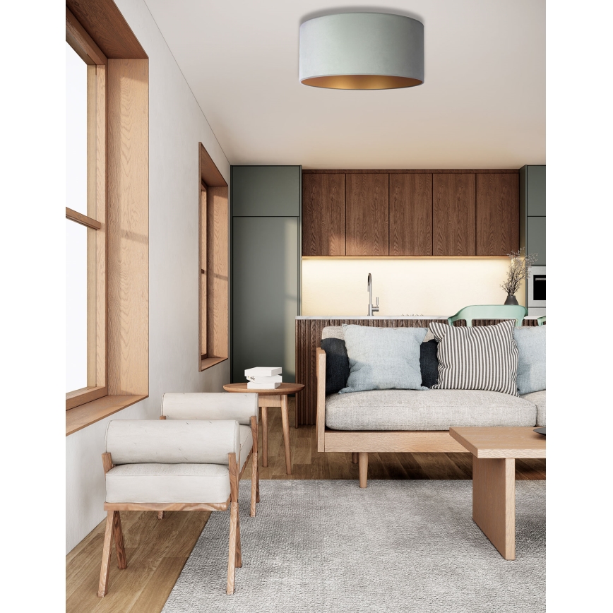 Duolla - Plafondlamp ROLLER 3xE27/15W/230V Ø 60 cm lichtgroen/goud